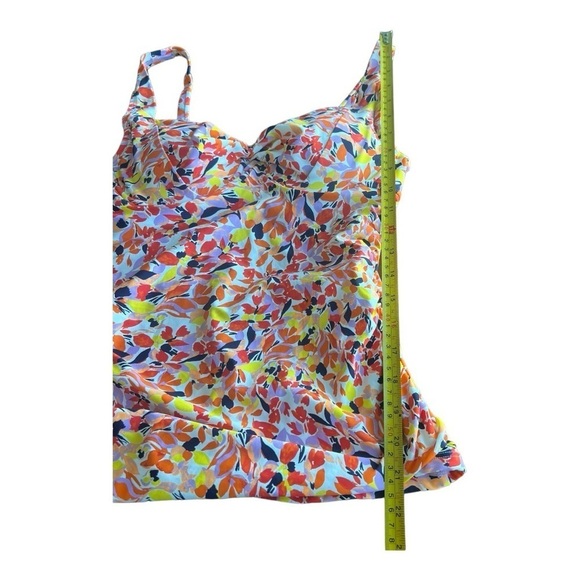 Anne Cole Orange Navy Retro TwistFront Underwire Tankini Swim size 34C/36B - Picture 2 of 15